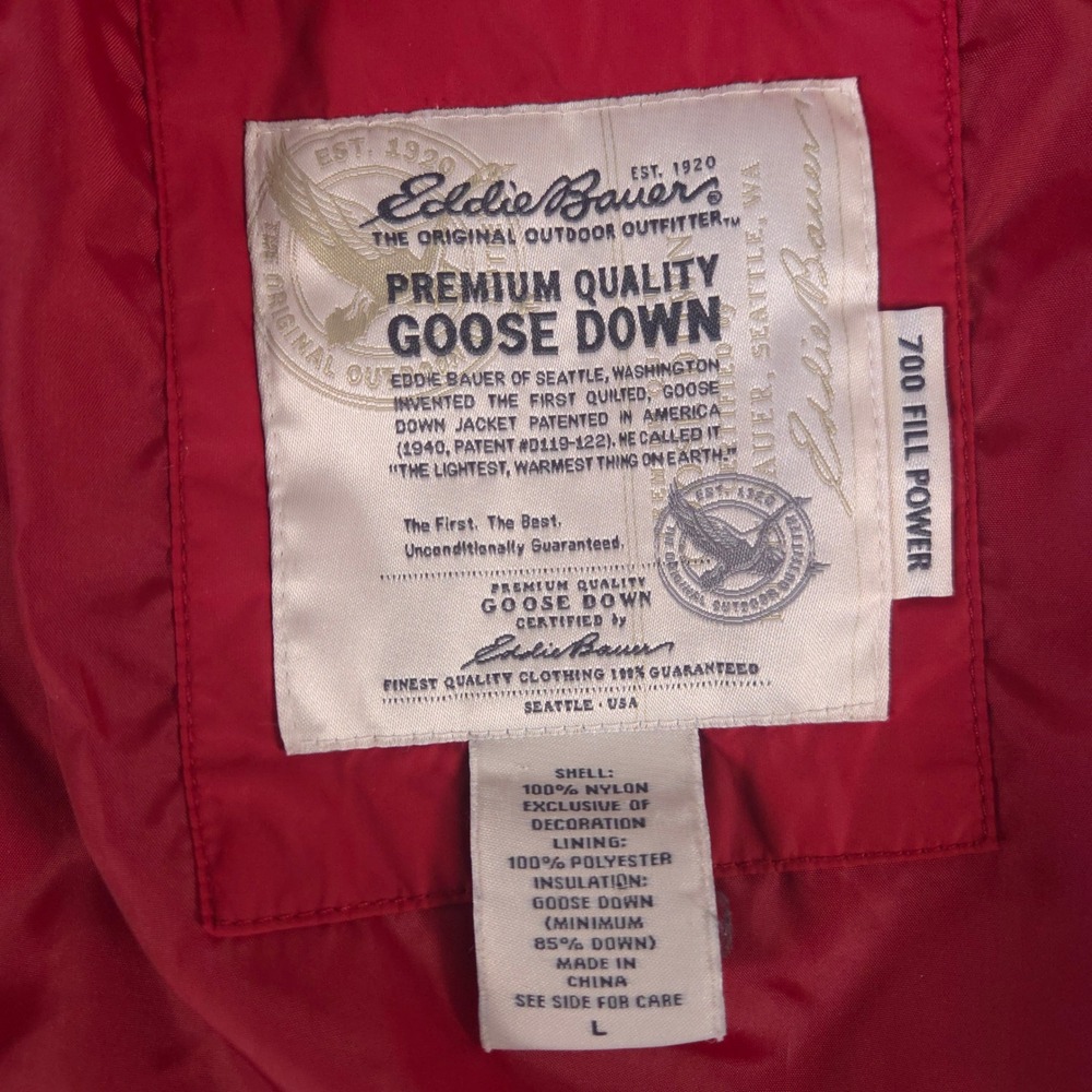Eddie Bauer Jacket Womens L Red Puffer Diamond Quilted 700 Fill Power Goose Down - Picture 3 of 12